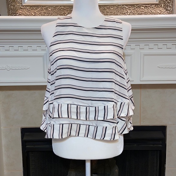 Rebecca Minkoff Tank with Under Layer Flounce 100% Vegan Silk - Picture 1 of 10